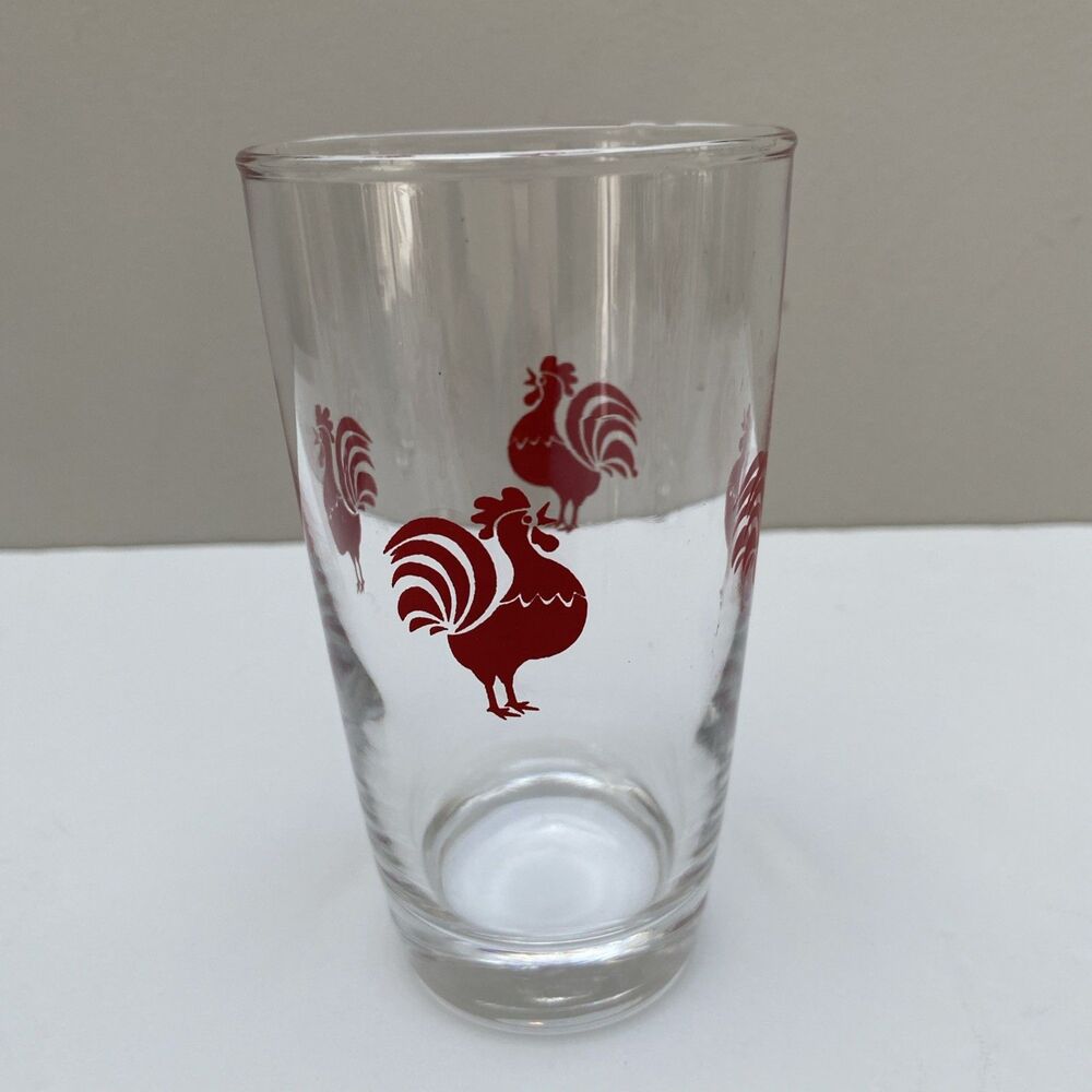 Vintage Libbey Red Rooster Juice Glasses Barware 5” MCM Set Of 4 Vintage Glasses - Picture 5 of 5